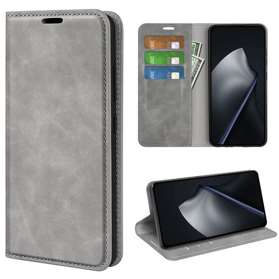 Xiaomi 17T Hoesje - MobyDefend Luxe Wallet Bookcase (Magnetische Sluiting) - Grijs