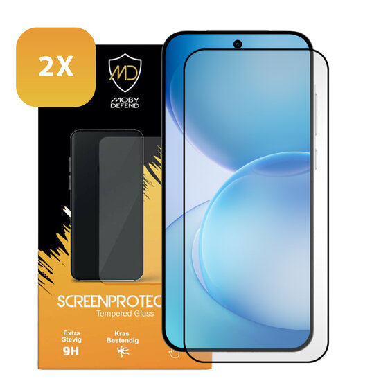 2-Pack Oppo Reno16 F/FS Screenprotectors - MobyDefend Screensavers Met Zwarte Randen - Gehard Glas 