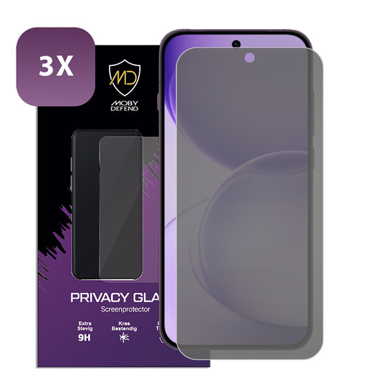 3-Pack MobyDefend Oppo Reno16 Pro Screenprotectors - HD Privacy Glass Screensavers
