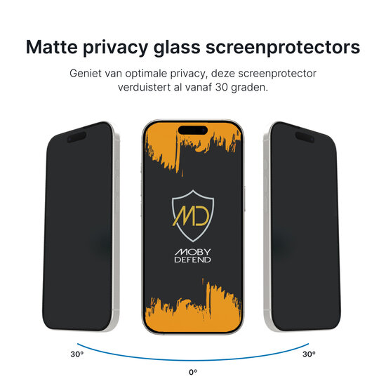 MobyDefend Oppo Reno16 Screenprotector - Matte Privacy Glass Screensaver