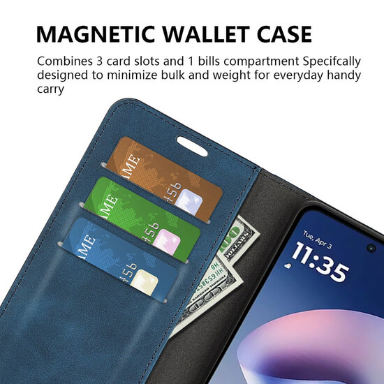 Motorola Moto G37 Power Hoesje - MobyDefend Luxe Wallet Bookcase (Magnetische Sluiting) - Blauw