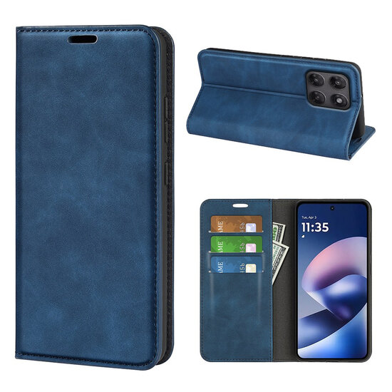 Motorola Moto G37 Power Hoesje - MobyDefend Luxe Wallet Bookcase (Magnetische Sluiting) - Blauw