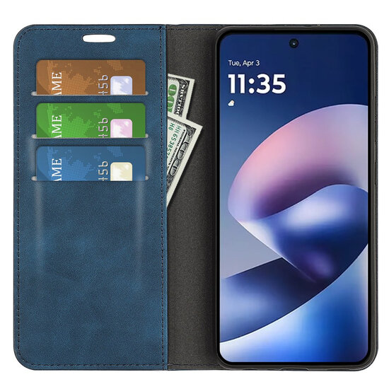 Motorola Moto G37 Power Hoesje - MobyDefend Luxe Wallet Bookcase (Magnetische Sluiting) - Blauw