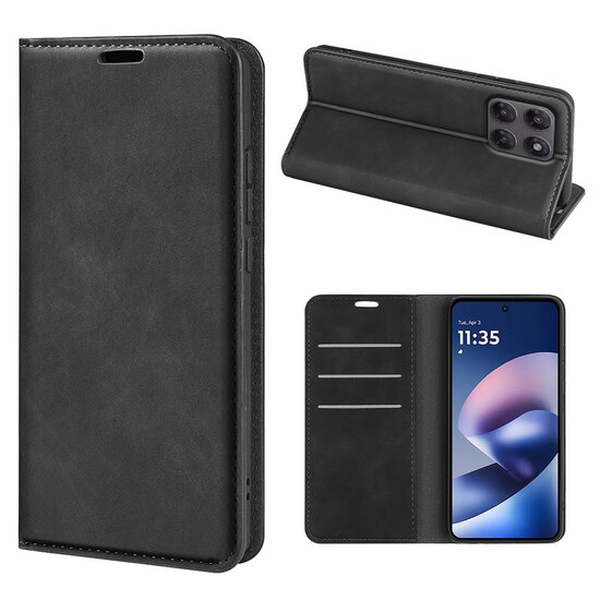 Motorola Moto G37 Power Hoesje - MobyDefend Luxe Wallet Bookcase (Magnetische Sluiting) - Zwart