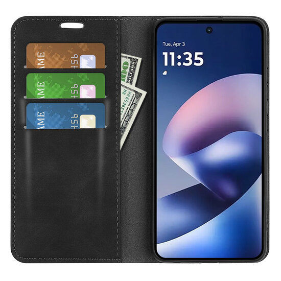 Motorola Moto G37 Power Hoesje - MobyDefend Luxe Wallet Bookcase (Magnetische Sluiting) - Zwart