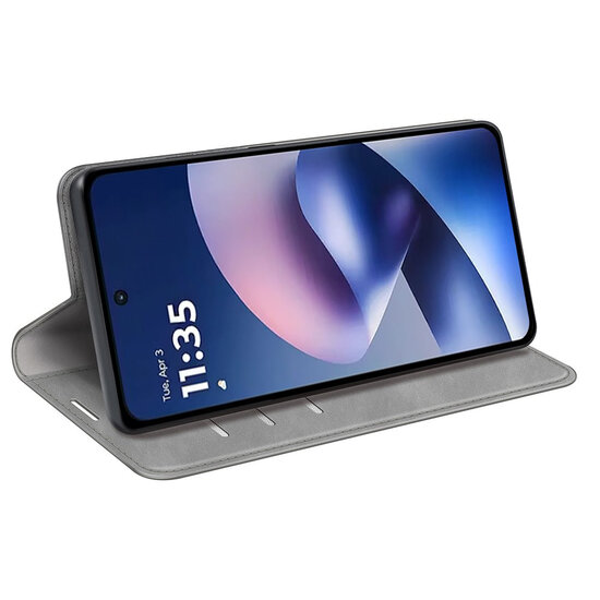 Motorola Moto G37 Power Hoesje - MobyDefend Luxe Wallet Bookcase (Magnetische Sluiting) - Grijs