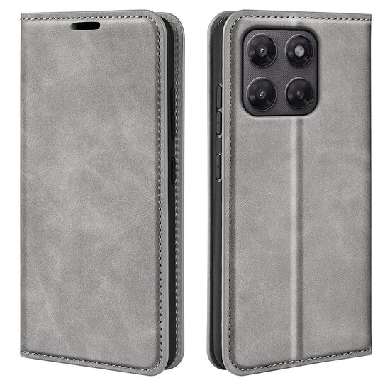 Motorola Moto G37 Power Hoesje - MobyDefend Luxe Wallet Bookcase (Magnetische Sluiting) - Grijs
