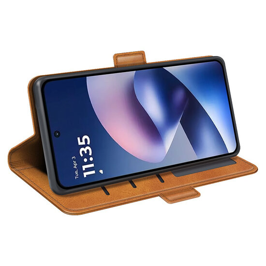 Motorola Moto G37 Power Hoesje - MobyDefend Luxe Wallet Book Case (Sluiting Zijkant) - Lichtbruin