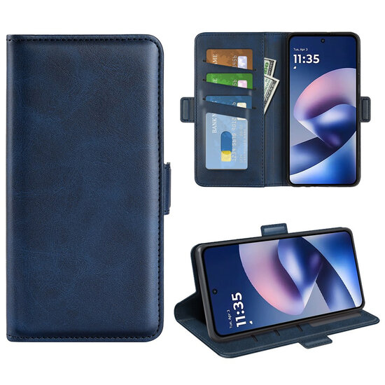Motorola Moto G37 Power Hoesje - MobyDefend Luxe Wallet Book Case (Sluiting Zijkant) - Blauw