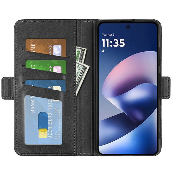 Motorola Moto G37 Power Hoesje - MobyDefend Luxe Wallet Book Case (Sluiting Zijkant) - Zwart