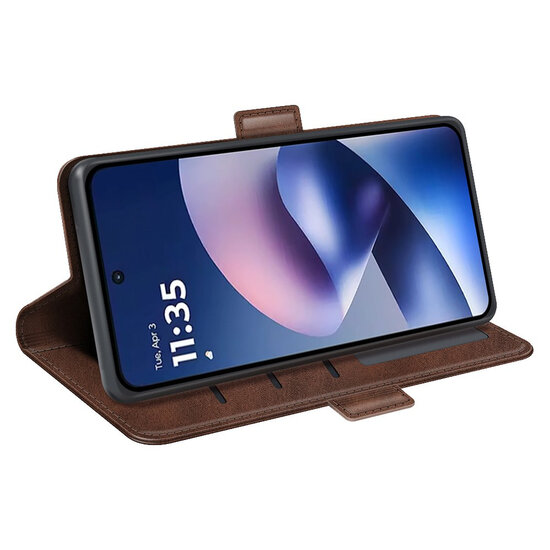 Motorola Moto G37 Power Hoesje - MobyDefend Luxe Wallet Book Case (Sluiting Zijkant) - Bruin