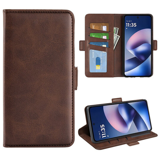 Motorola Moto G37 Power Hoesje - MobyDefend Luxe Wallet Book Case (Sluiting Zijkant) - Bruin