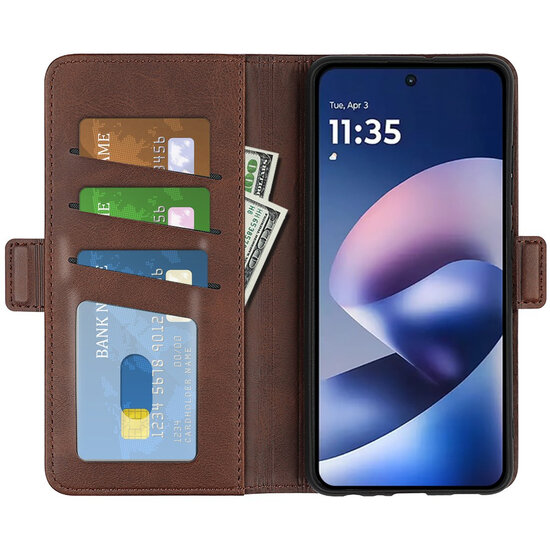 Motorola Moto G37 Power Hoesje - MobyDefend Luxe Wallet Book Case (Sluiting Zijkant) - Bruin