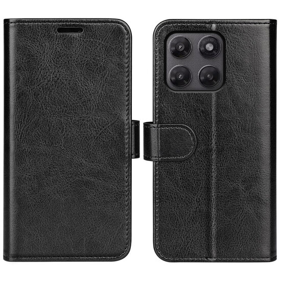 Motorola Moto G37 Power Hoesje - MobyDefend Wallet Book Case (Sluiting Achterkant) - Zwart
