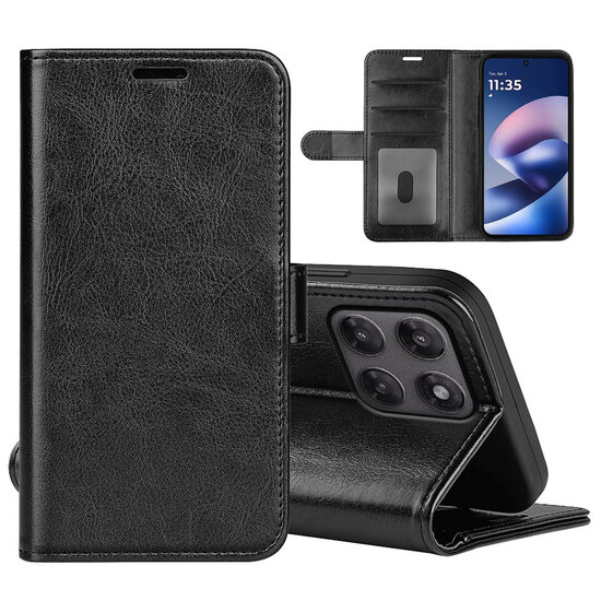 Motorola Moto G37 Power Hoesje - MobyDefend Wallet Book Case (Sluiting Achterkant) - Zwart