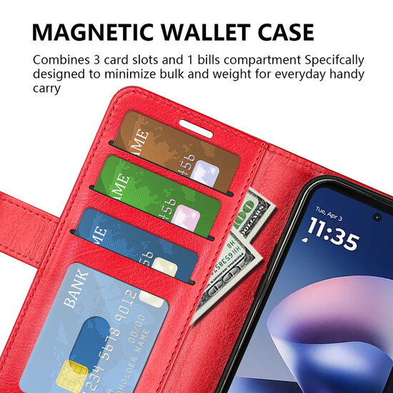 Motorola Moto G37 Power Hoesje - MobyDefend Wallet Book Case (Sluiting Achterkant) - Bruin