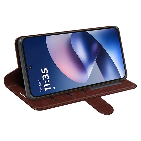 Motorola Moto G37 Power Hoesje - MobyDefend Wallet Book Case (Sluiting Achterkant) - Bruin
