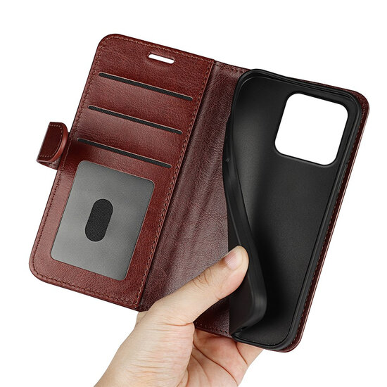 Motorola Moto G37 Power Hoesje - MobyDefend Wallet Book Case (Sluiting Achterkant) - Bruin