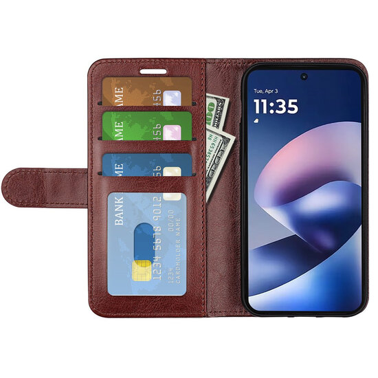Motorola Moto G37 Power Hoesje - MobyDefend Wallet Book Case (Sluiting Achterkant) - Bruin