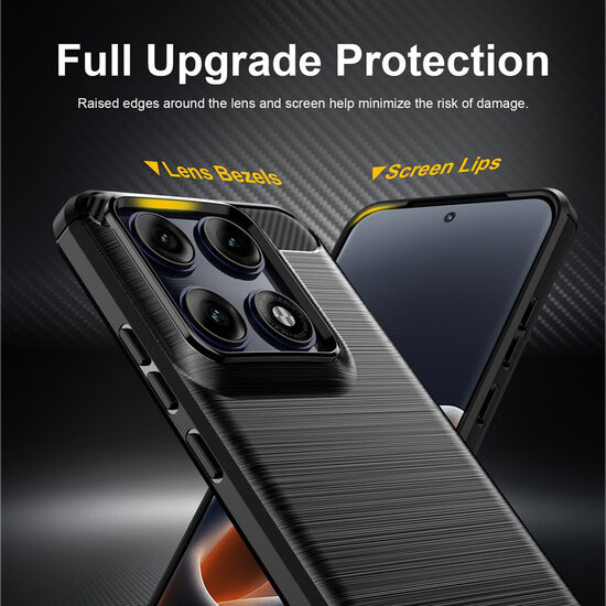 Motorola Moto G37 / G47 Hoesje - MobyDefend TPU Backcover - Geborstelde Metaal &amp; Carbon-Look - Zwart