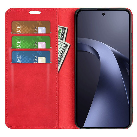 Xiaomi 17T Pro Hoesje - MobyDefend Luxe Wallet Bookcase (Magnetische Sluiting) - Rood