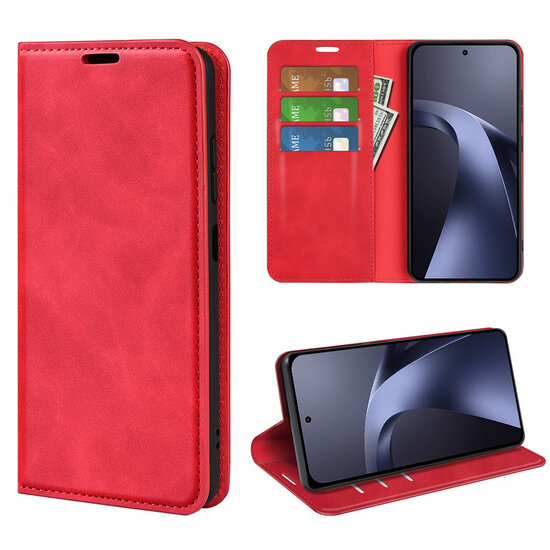 Xiaomi 17T Pro Hoesje - MobyDefend Luxe Wallet Bookcase (Magnetische Sluiting) - Rood