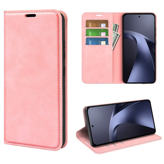 Xiaomi 17T Pro Hoesje - MobyDefend Luxe Wallet Bookcase (Magnetische Sluiting) - Roze
