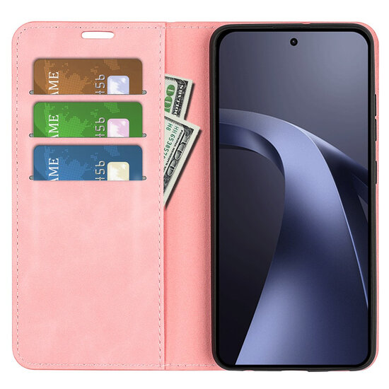 Xiaomi 17T Pro Hoesje - MobyDefend Luxe Wallet Bookcase (Magnetische Sluiting) - Roze