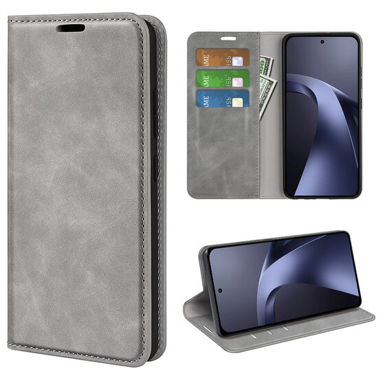 Xiaomi 17T Pro Hoesje - MobyDefend Luxe Wallet Bookcase (Magnetische Sluiting) - Grijs