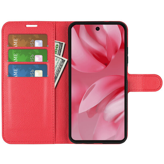 Google Pixel 11 Hoesje - MobyDefend Kunstleren Wallet Book Case (Sluiting Voorkant) - Rood