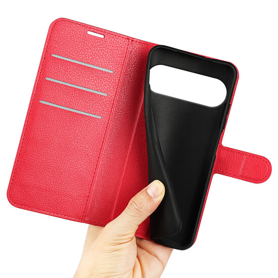 Google Pixel 11 Hoesje - MobyDefend Kunstleren Wallet Book Case (Sluiting Voorkant) - Rood