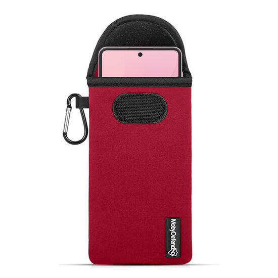 Hoesje voor Samsung Galaxy Z Flip 8 - MobyDefend Neopreen Pouch Met Karabijnhaak - Insteekhoesje - Riemlus Hoesje - Rood