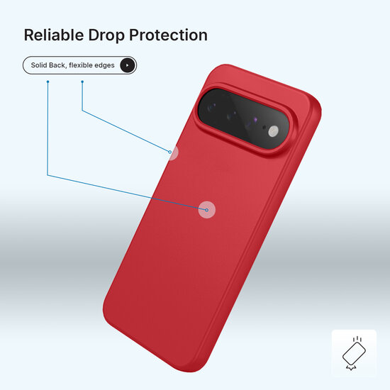 Google Pixel 11 Pro XL Hoesje - MobyDefend Matte Siliconen Backcover - Framboosrood