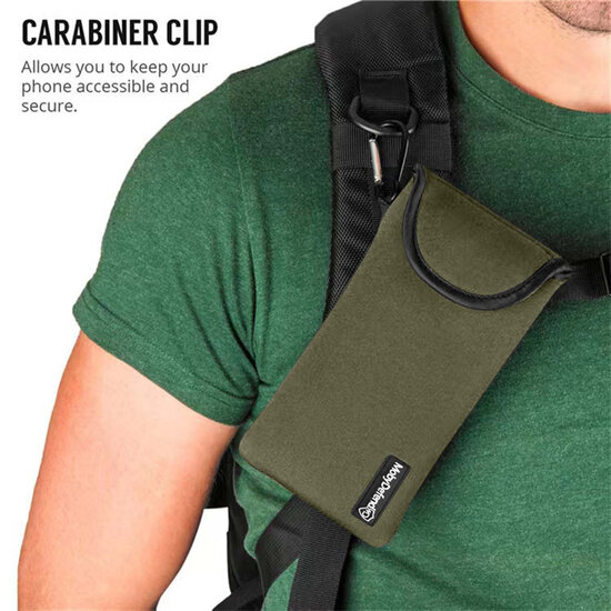 Hoesje voor iPhone Fold - MobyDefend Neopreen Pouch Met Karabijnhaak - Insteekhoesje - Riemlus Hoesje - Groen