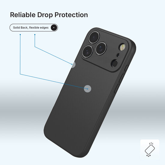 iPhone 18 Pro Hoesje - MobyDefend Matte Siliconen Backcover - Zwart