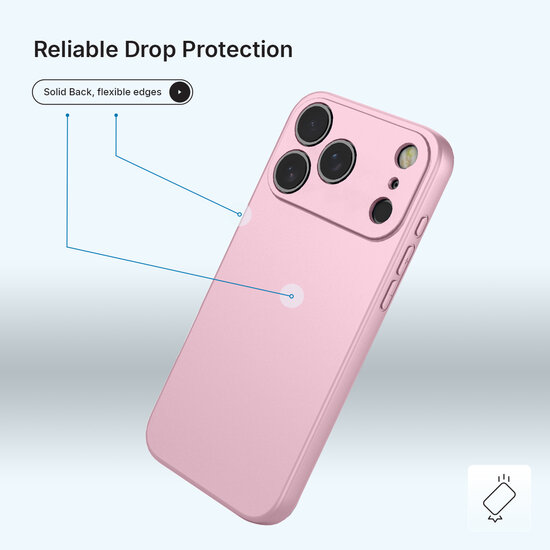 iPhone 18 Pro Hoesje - MobyDefend Matte Siliconen Backcover - Licht Roze