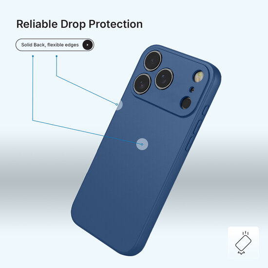 iPhone 18 Pro Max Hoesje - MobyDefend Matte Siliconen Backcover - Blauw