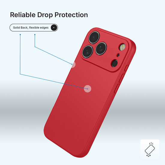 iPhone 18 Pro Max Hoesje - MobyDefend Matte Siliconen Backcover - Framboosrood