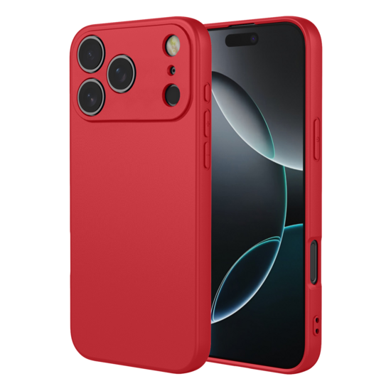 iPhone 18 Pro Max Hoesje - MobyDefend Matte Siliconen Backcover - Framboosrood