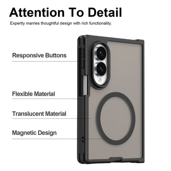 Samsung Galaxy Z Fold 8 Hoesje - MobyDefend MagSafe Case Mat Transparant Met Gekleurde Rand - Groen