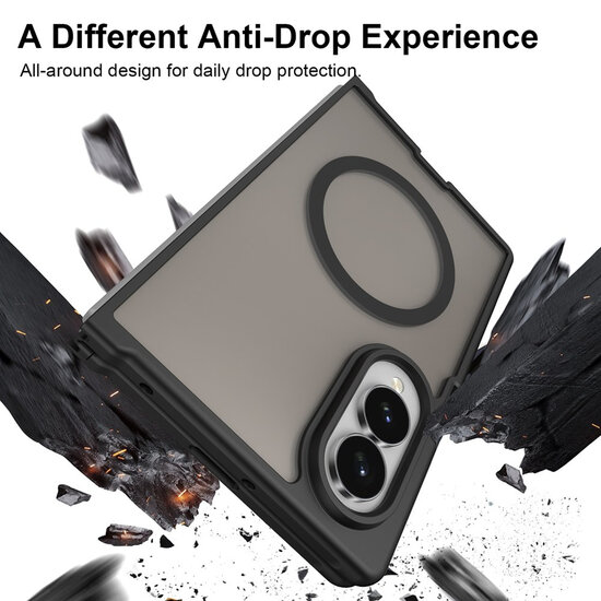 Samsung Galaxy Z Fold 8 Hoesje - MobyDefend MagSafe Case Mat Transparant Met Gekleurde Rand - Zwart