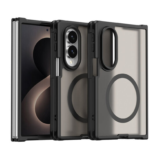 Samsung Galaxy Z Fold 8 Hoesje - MobyDefend MagSafe Case Mat Transparant Met Gekleurde Rand - Zwart
