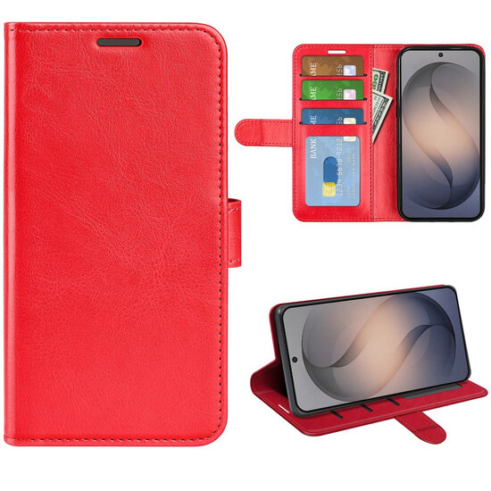 Samsung Galaxy S26 FE Hoesje - MobyDefend Wallet Book Case (Sluiting Achterkant) - Rood