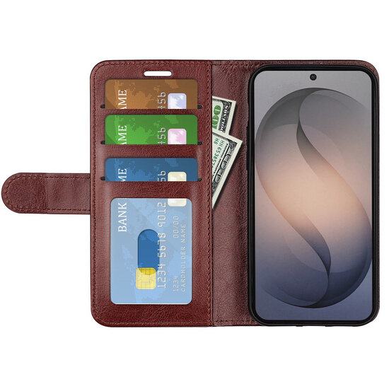 Samsung Galaxy S26 FE Hoesje - MobyDefend Wallet Book Case (Sluiting Achterkant) - Bruin