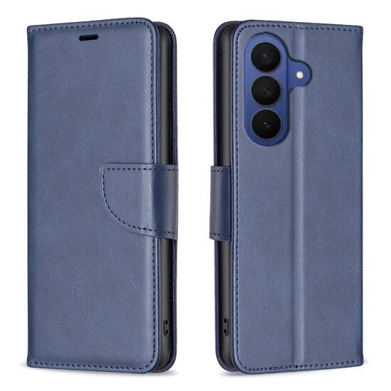 Samsung Galaxy S26 FE Hoesje - MobyDefend Wallet Book Case Met Koord - Blauw