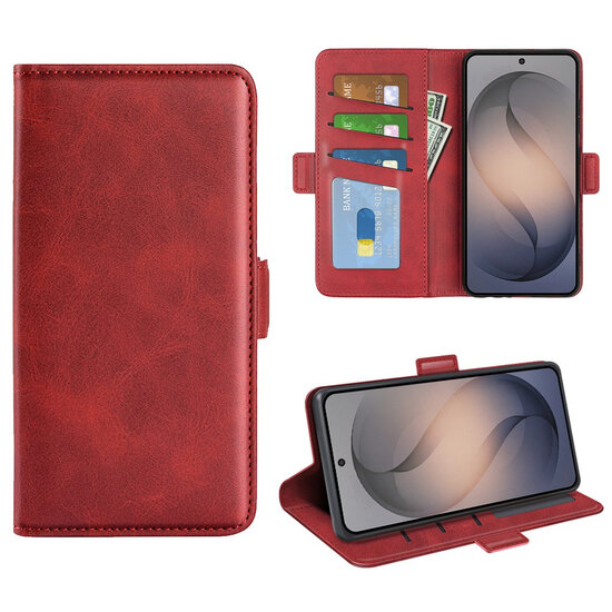 Samsung Galaxy S26 FE Hoesje - MobyDefend Luxe Wallet Book Case (Sluiting Zijkant) - Rood