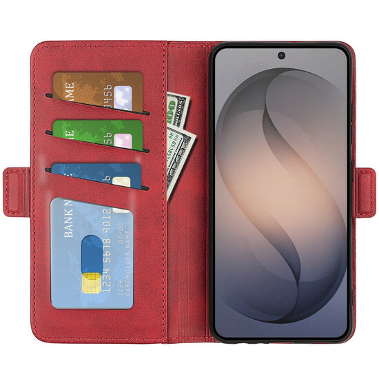 Samsung Galaxy S26 FE Hoesje - MobyDefend Luxe Wallet Book Case (Sluiting Zijkant) - Rood