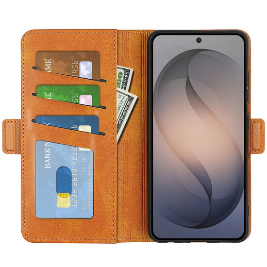 Samsung Galaxy S26 FE Hoesje - MobyDefend Luxe Wallet Book Case (Sluiting Zijkant) - Lichtbruin