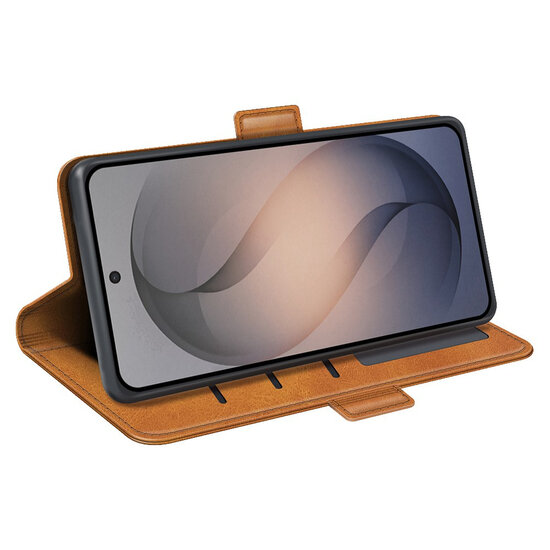 Samsung Galaxy S26 FE Hoesje - MobyDefend Luxe Wallet Book Case (Sluiting Zijkant) - Lichtbruin