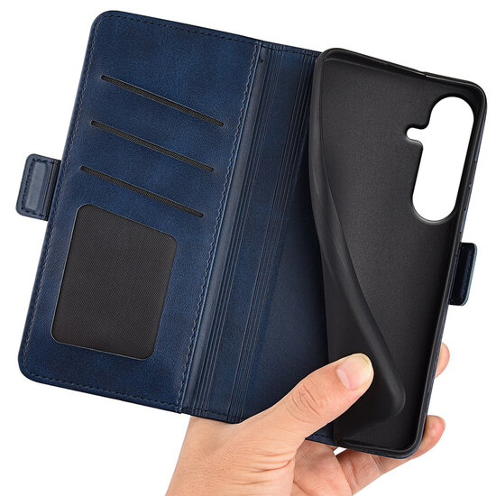 Samsung Galaxy S26 FE Hoesje - MobyDefend Luxe Wallet Book Case (Sluiting Zijkant) - Blauw